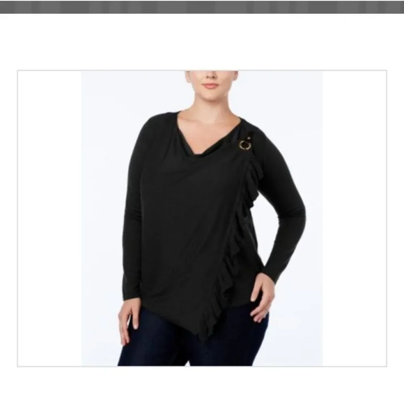 INC International Concepts Sweaters - Plus Size Ruffled Convertible Cardigan Sweater